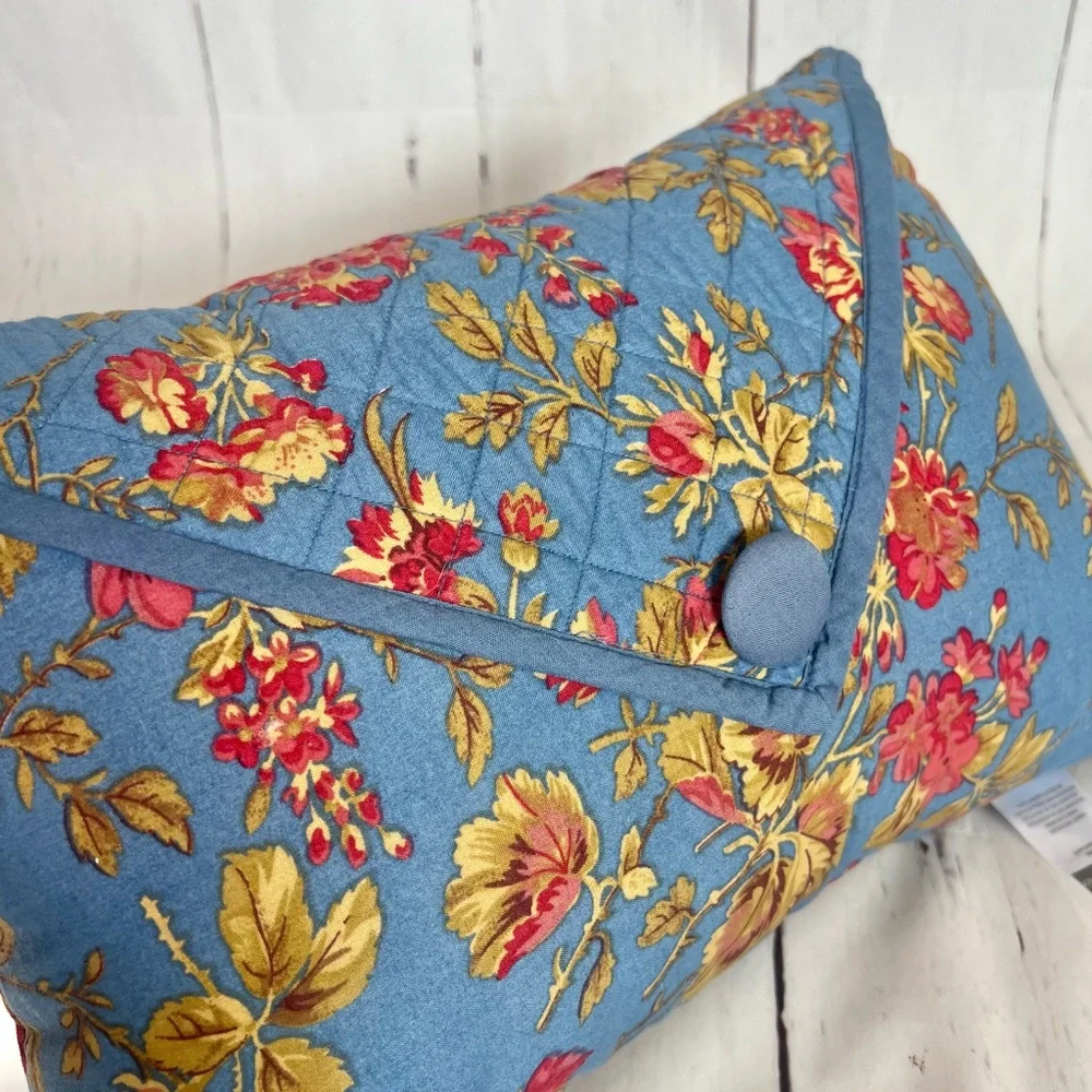 Vtg JCPenney Home Blue Floral Quilted Envelope Accent Pillow 16x11 Cottagecore